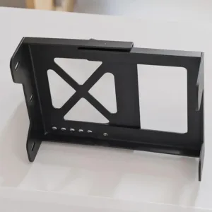 This adjustable under desk PC mount securely holds a computer tower vertically, maximizing desk space and providing stability with its steel frame and vibration-resistant mounting.