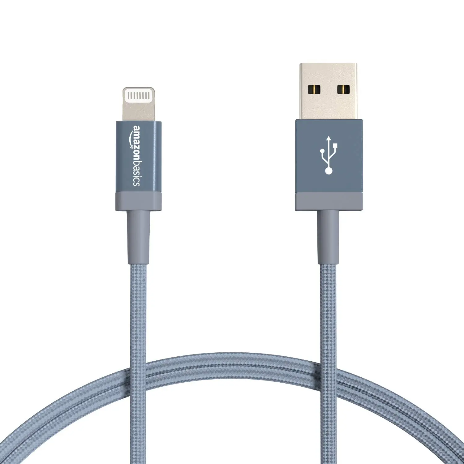 This 2-pack of dark gray Amazon Basics USB-A to Lightning cables with a durable nylon braided cord provides fast charging and high-speed data transfer for Apple iPhones and iPads.