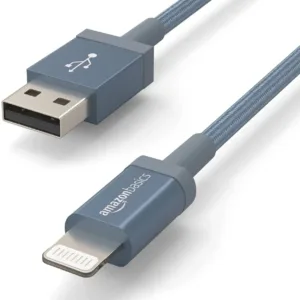 This 2-pack of dark gray Amazon Basics USB-A to Lightning cables with a durable nylon braided cord provides fast charging and high-speed data transfer for Apple iPhones and iPads.