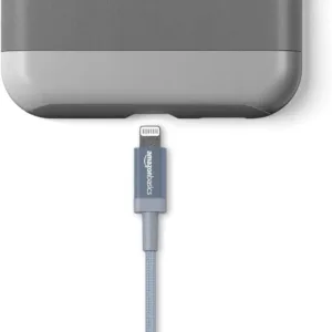 This 2-pack of dark gray Amazon Basics USB-A to Lightning cables with a durable nylon braided cord provides fast charging and high-speed data transfer for Apple iPhones and iPads.