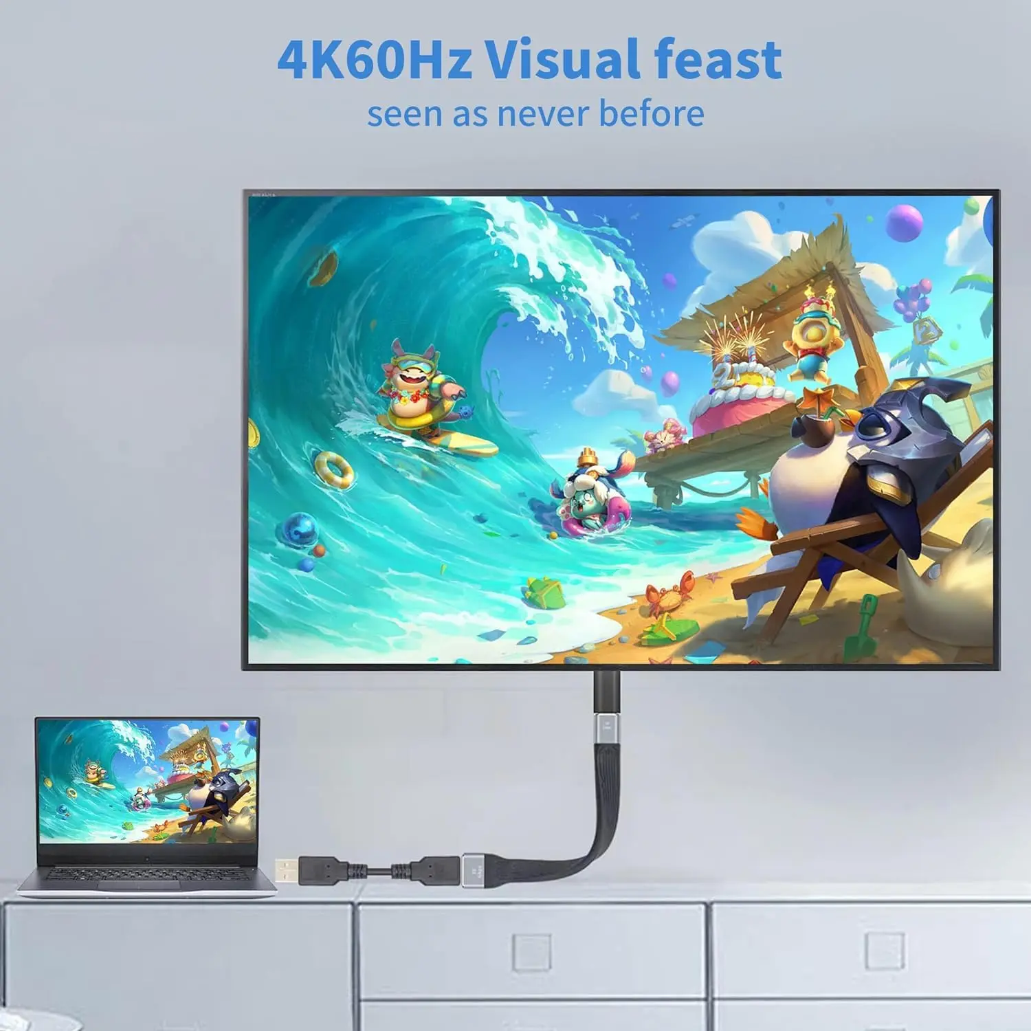 This short, flexible USB C to USB adapter cable supports 10Gbps data transfer, 4K HDMI video, audio, and charging, and protects your device