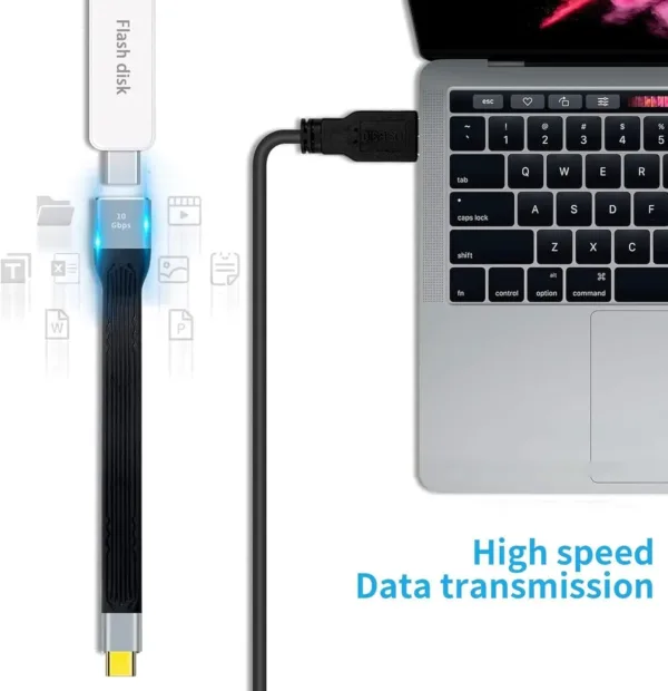 This short, flexible USB C to USB adapter cable supports 10Gbps data transfer, 4K HDMI video, audio, and charging, and protects your device's Type-C port.