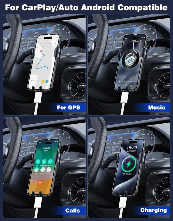 This white 3.3 ft USB-A to USB-C cable is ideal for connecting your iPhone 15, 16, or Samsung Galaxy S23, S24, S25 to your car's CarPlay or Android Auto system, offering fast charging and reliable data transfer with its durable braided design.