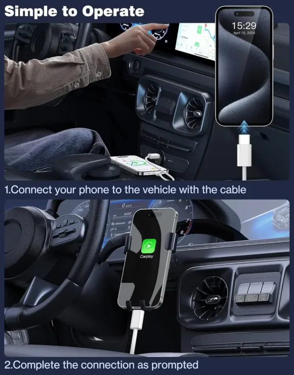 This white 3.3 ft USB-A to USB-C cable is ideal for connecting your iPhone 15, 16, or Samsung Galaxy S23, S24, S25 to your car's CarPlay or Android Auto system, offering fast charging and reliable data transfer with its durable braided design.