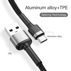 This is a durable 1M USB C charging cable with nylon braiding, supporting fast charging and data sync for Samsung Galaxy, Google Pixel, and other Type-C devices, ensuring safe and reliable power transfer.