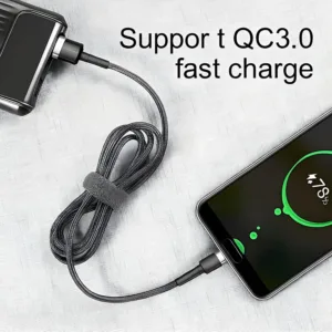 This is a durable 1M USB C charging cable with nylon braiding, supporting fast charging and data sync for Samsung Galaxy, Google Pixel, and other Type-C devices, ensuring safe and reliable power transfer.