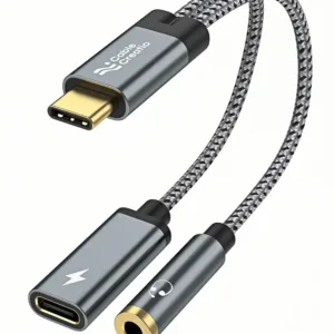 This USB C to 3.5mm adapter allows simultaneous audio and 100W PD fast charging for USB-C devices like phones, tablets, and laptops, supporting Hi-Fi audio and call functions.