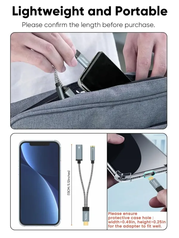 This USB C to 3.5mm adapter allows simultaneous audio and 100W PD fast charging for USB-C devices like phones, tablets, and laptops, supporting Hi-Fi audio and call functions.