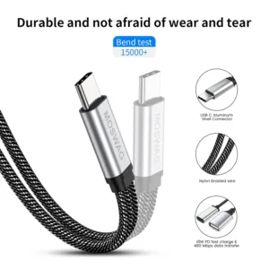 This USB C OTG adapter splitter features a USB C female port for 18W PD fast charging and a USB A female port for data transfer, offering wide compatibility with devices like Chromecast, Samsung Galaxy, Google Pixel, and LG phones.