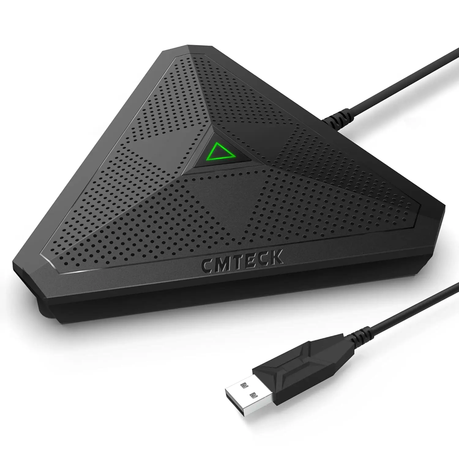 The CMTECK USB computer microphone is designed for clear audio capture during recording, streaming, and gaming, featuring a mute button with LED indicator for Windows and Mac.