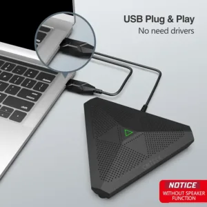 The CMTECK USB computer microphone is designed for clear audio capture during recording, streaming, and gaming, featuring a mute button with LED indicator for Windows and Mac.