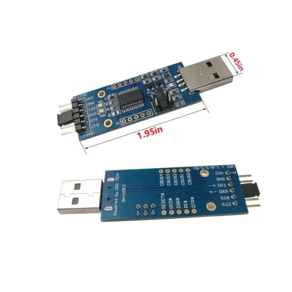 This DSD TECH SH-U09C2 USB to TTL adapter features a built-in FTDI FT232RL IC, supports 5V, 3.3V, and 1.8V logic TTL levels adjustable by jumper, and comes with a transparent protective case for preventing static interference and short circuits.