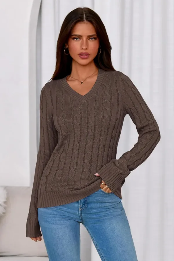 v neck cable knit 2