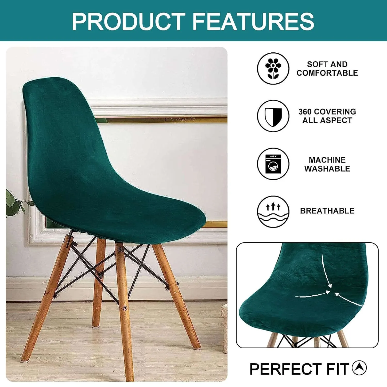 velvet shell chair cover 5