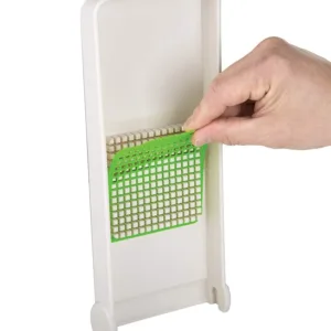 Two Vidalia Chop Wizard EZ Lift Cleaning Tabs help to easily remove food stuck in the lid of all Vidalia Chop Wizard chopper models.