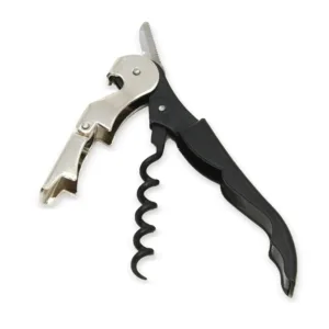 This 5-inch Chef Craft waiters corkscrew features a built-in foil cutter and bottle opener, a two-step design for easy cork removal, and a sharp screw for effortless cork cutting; top rack dishwasher safe.