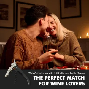 This 5-inch Chef Craft waiters corkscrew features a built-in foil cutter and bottle opener, a two-step design for easy cork removal, and a sharp screw for effortless cork cutting; top rack dishwasher safe.