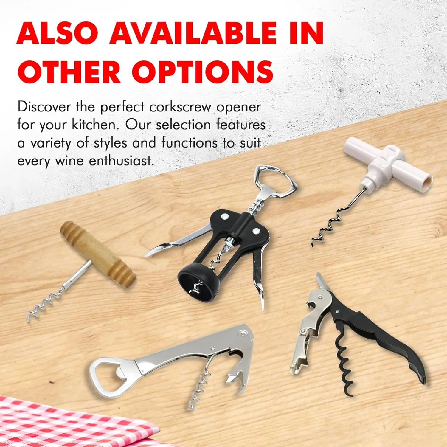 This 5-inch Chef Craft waiters corkscrew features a built-in foil cutter and bottle opener, a two-step design for easy cork removal, and a sharp screw for effortless cork cutting; top rack dishwasher safe.
