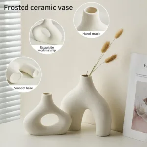 white ceramic donut vase 3