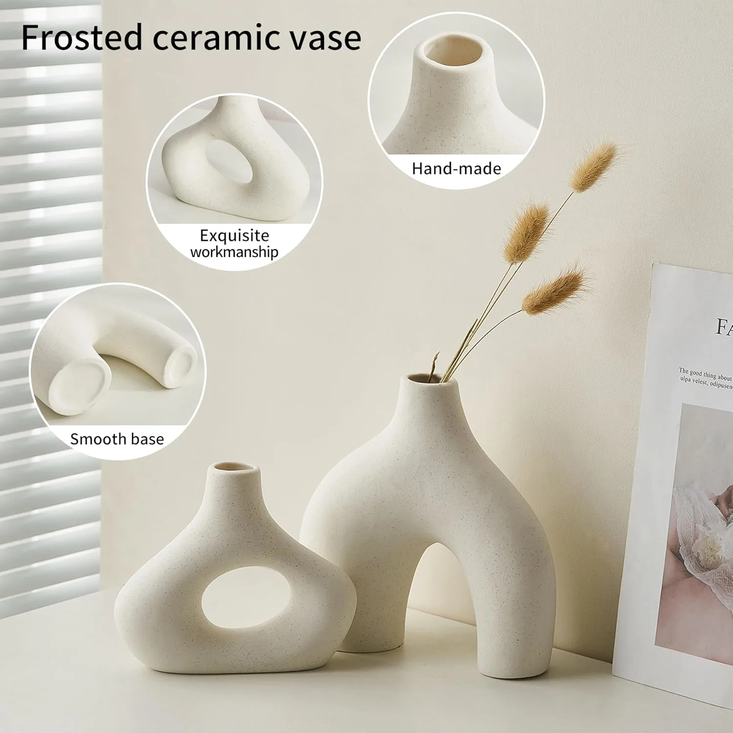 white ceramic donut vase 3