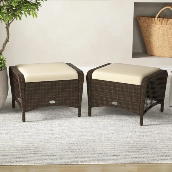 wicker outdoor ottoman 2