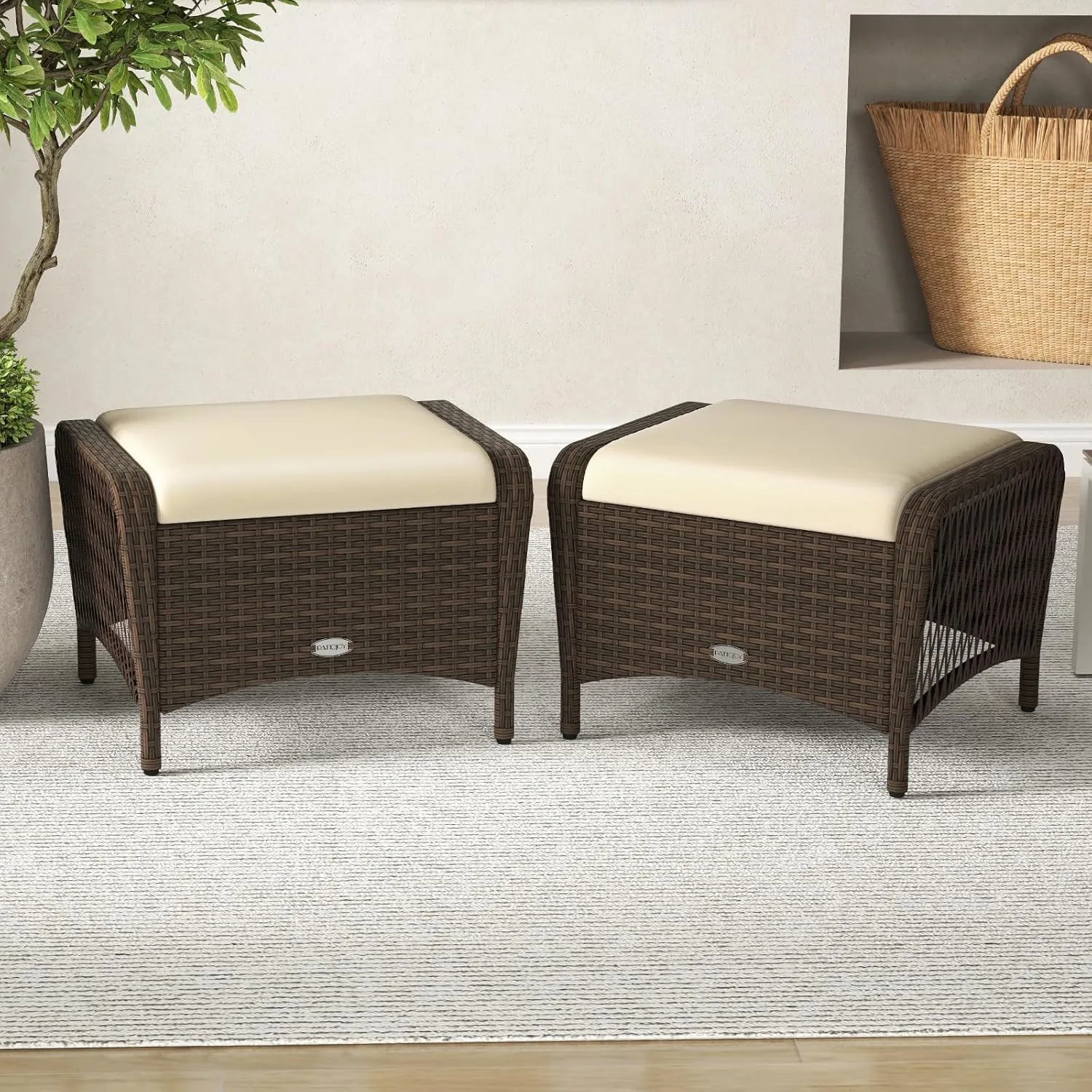 wicker outdoor ottoman 2