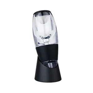 Black wine aerator decanter gift set that enhances the taste of wine within seconds by opening up the bouquet, softening tannins, and creating a smoother mouthfeel.
