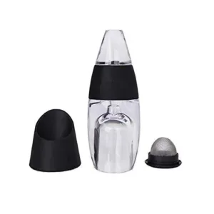 Black wine aerator decanter gift set that enhances the taste of wine within seconds by opening up the bouquet, softening tannins, and creating a smoother mouthfeel.