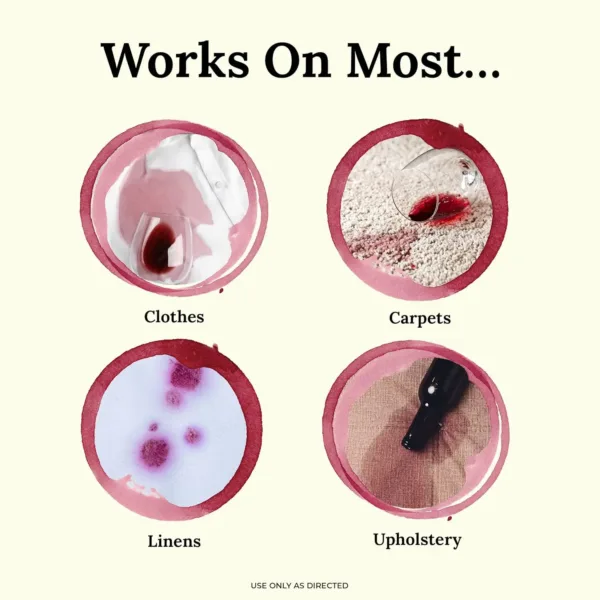 A bottle of Chateau Spill Wine Stain Remover Spray quickly and effectively removes red wine stains from clothing, carpets, and upholstery, and is EPA Safer Choice certified.