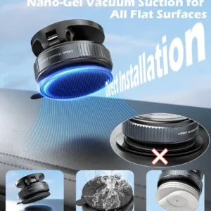 CloudValley 15W wireless car charger securely holds an iPhone with MagSafe using a magnetic mount and gel suction cup for dashboard or windshield attachment, offering 360° rotation and a folding arm for optimal viewing.