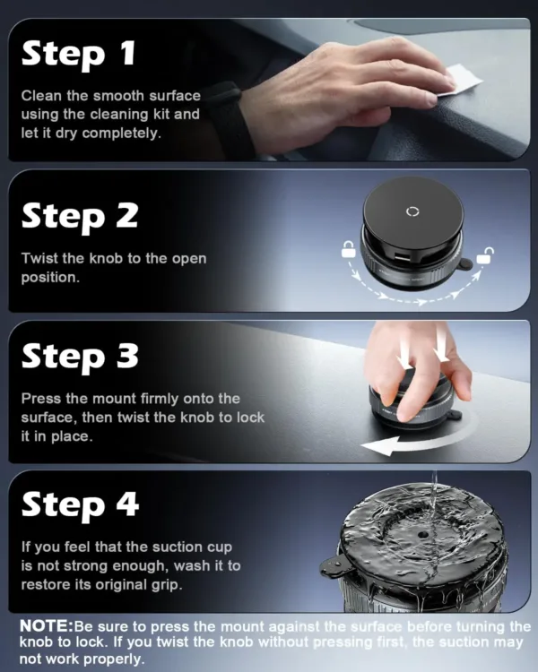 CloudValley 15W wireless car charger securely holds an iPhone with MagSafe using a magnetic mount and gel suction cup for dashboard or windshield attachment, offering 360° rotation and a folding arm for optimal viewing.