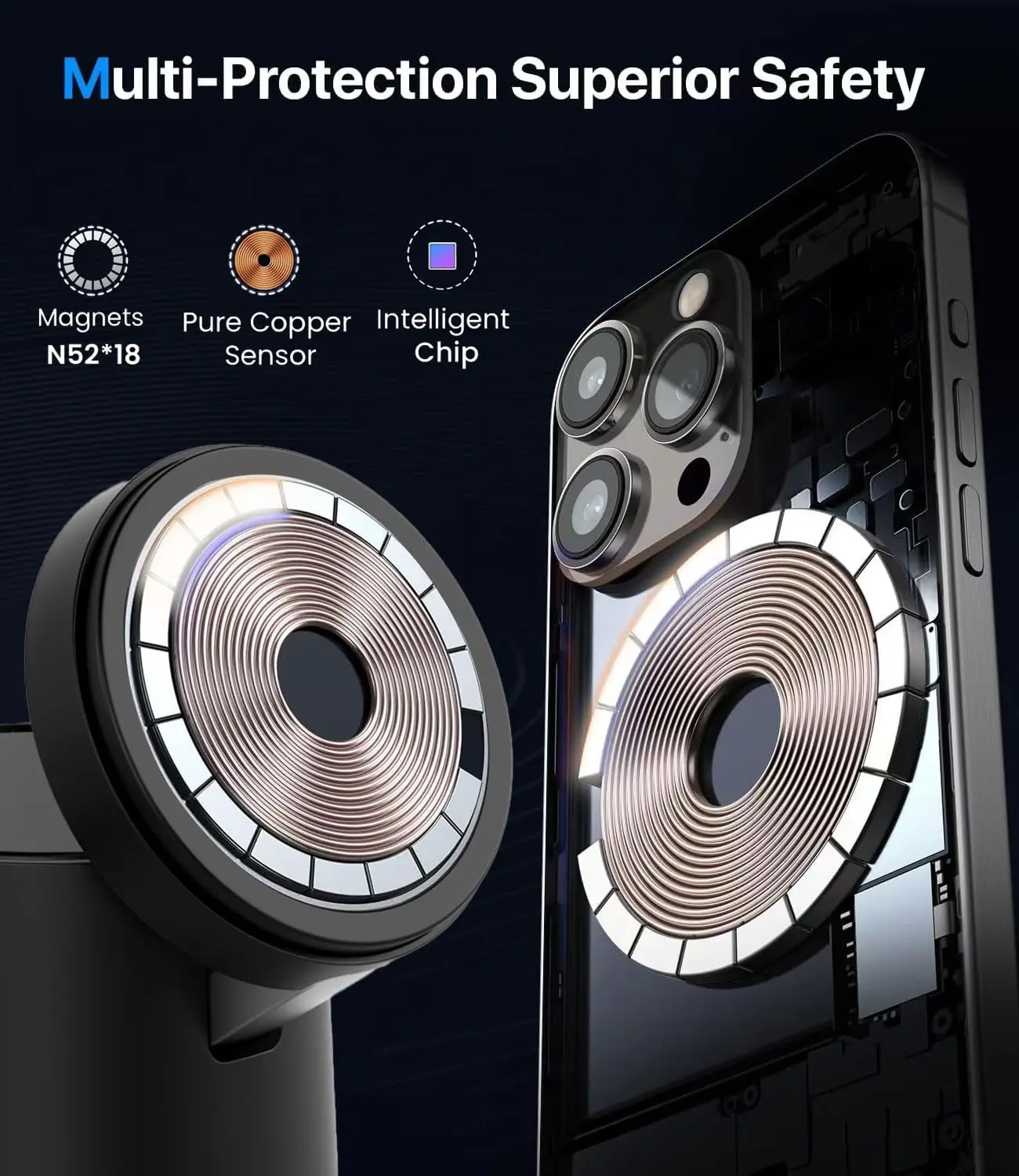 This 3 in 1 wireless charger stand allows you to simultaneously charge your iPhone, Apple Watch, and AirPods, providing fast 15W Qi wireless charging with magnetic alignment and versatile viewing angles.