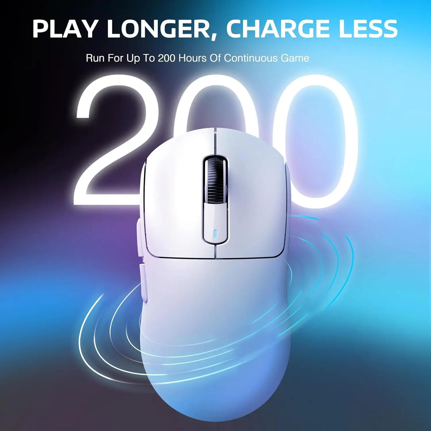 This white ATTACK SHARK X3 wireless gaming mouse features a lightweight 49g ergonomic design, triple modes, a precise PAW3395 26K DPI optical sensor, long-lasting 200-hour battery life, and programmable buttons, making it the perfect gaming accessory for PC, laptop, and Mac users.