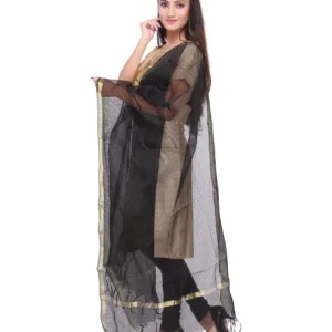 womens black silk dupatta 2