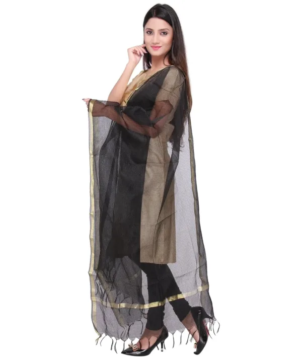 womens black silk dupatta 2