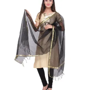 womens black silk dupatta 3