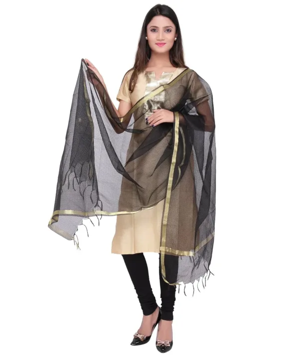 womens black silk dupatta 3