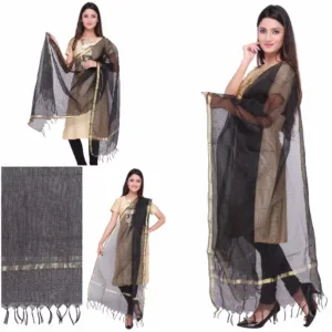 womens black silk dupatta 5