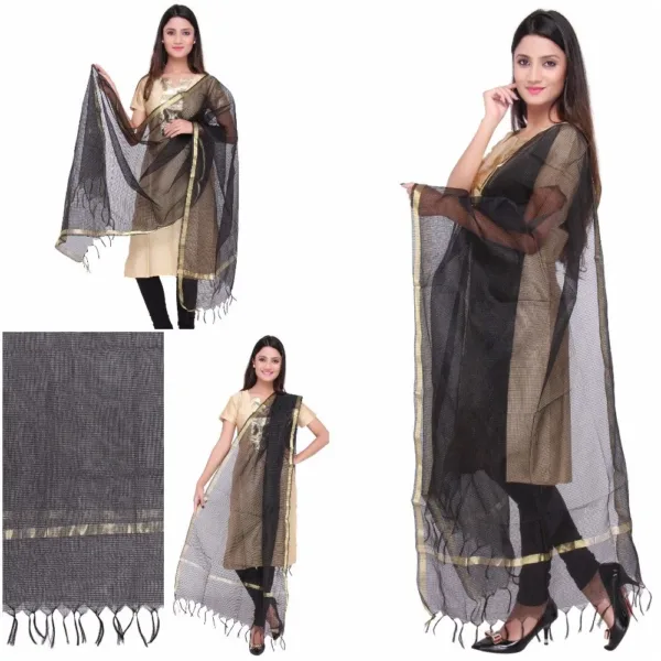 womens black silk dupatta 5