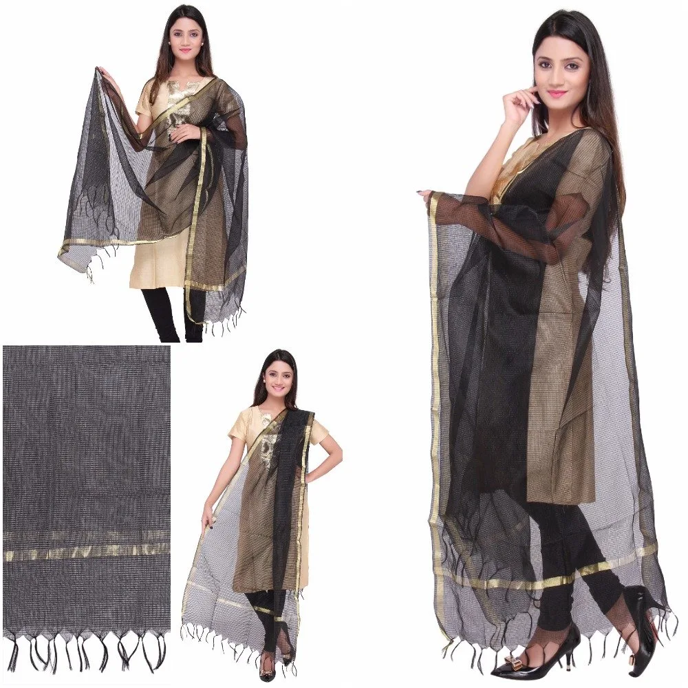 womens black silk dupatta 5