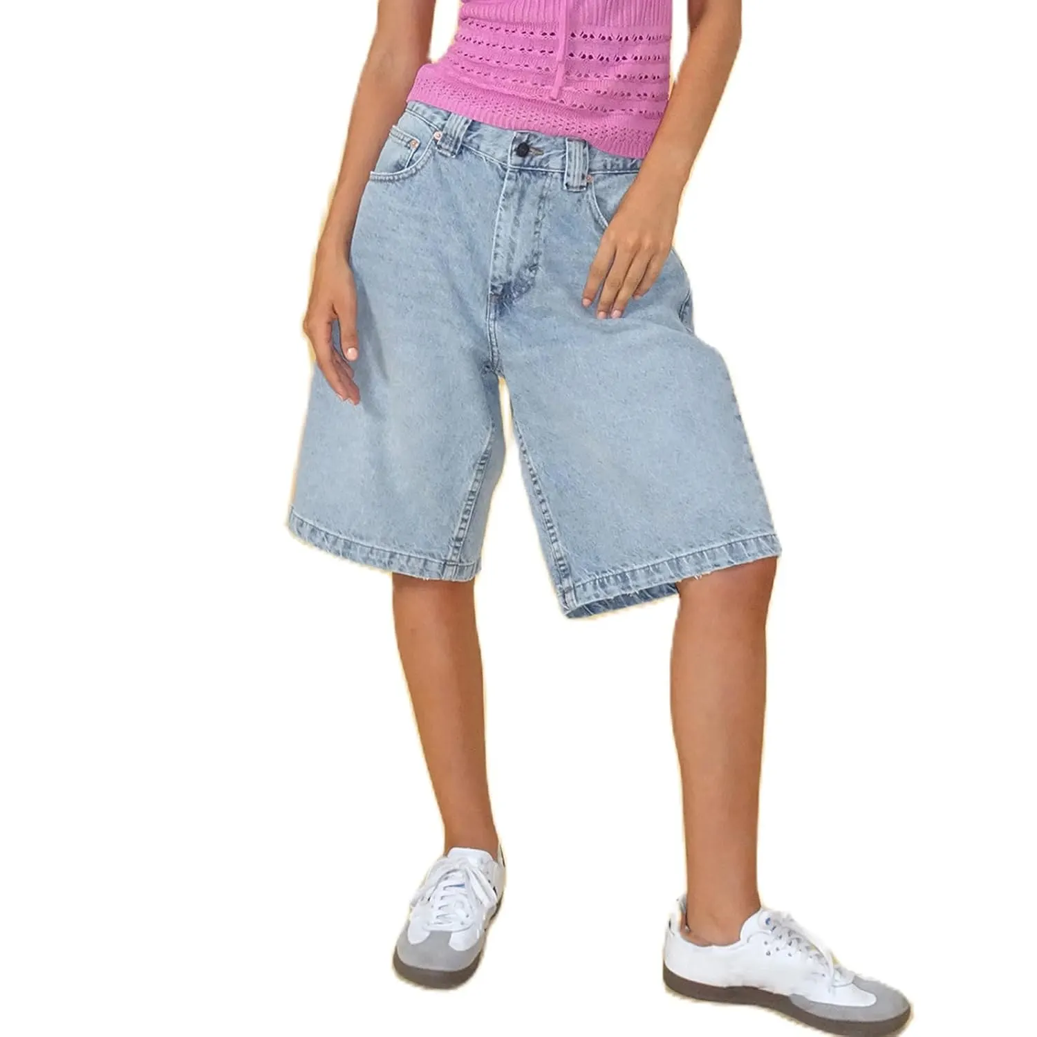 womens denim bermuda shorts 1