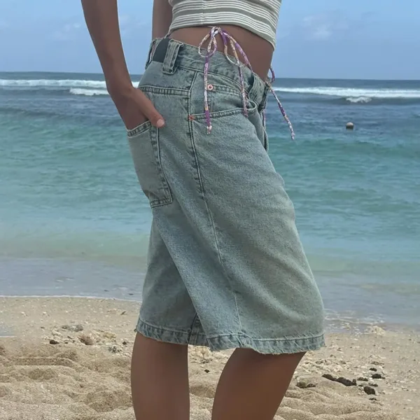 womens denim bermuda shorts 5