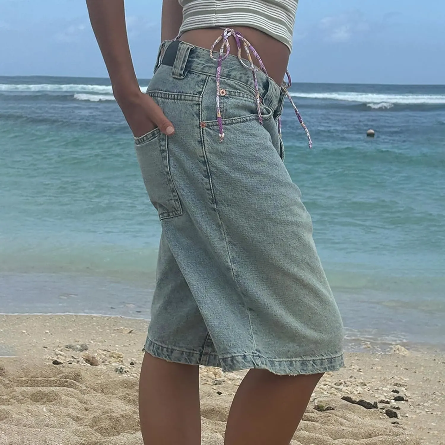 womens denim bermuda shorts 5