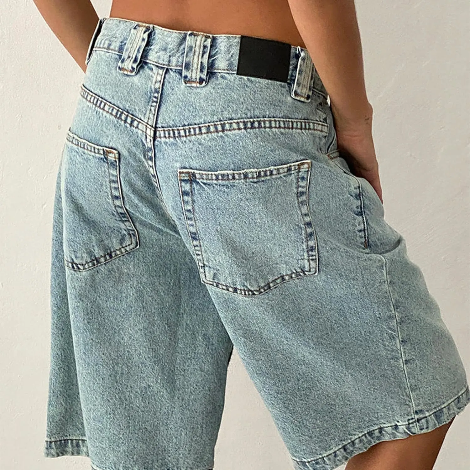 womens denim bermuda shorts 6