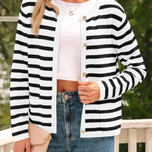 womens gold button cardigan 3