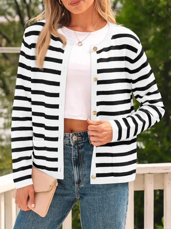 womens gold button cardigan 3