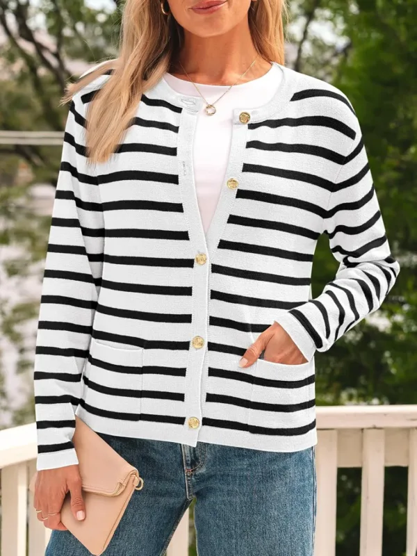 womens gold button cardigan 6