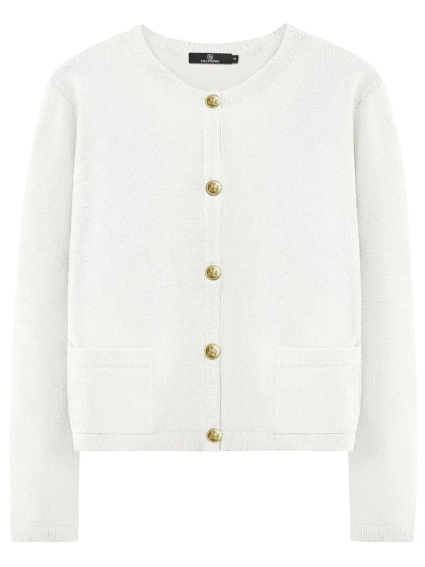 womens gold button cardigan 7