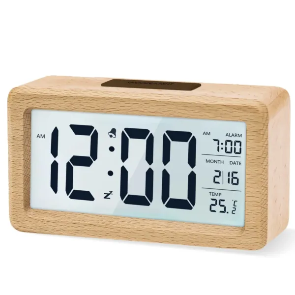 wooden digital alarm clock 1