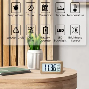 wooden digital alarm clock 2